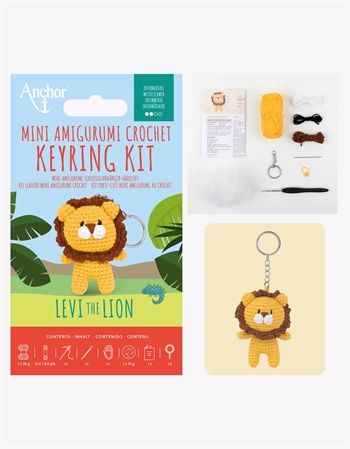 MINI AMIGURUMI CROCHET KEYRING KIT - LEVI THE LION fra Anchor